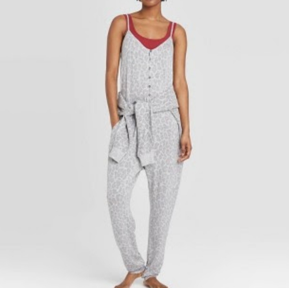 Womens Leopard Print Lounge Playsuit Jumpsuit L Colsie